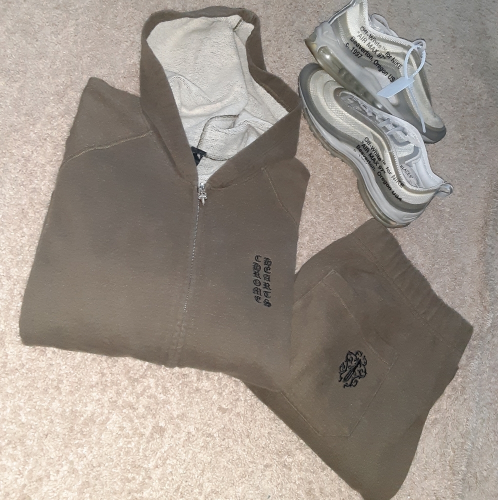 MEN'S 2PC CHROME HEARTS VERTICAL LOGO HOODIE W/JOGGERS